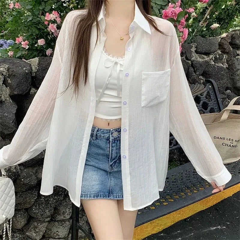 Summer Sunscreen Shirt Women Elegant Perspective Thin - View 2 | SAMAG