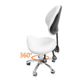 Rolling Saddle Stool Work Chair Height Adjustable  with Wheels +Backrest Heavy Duty