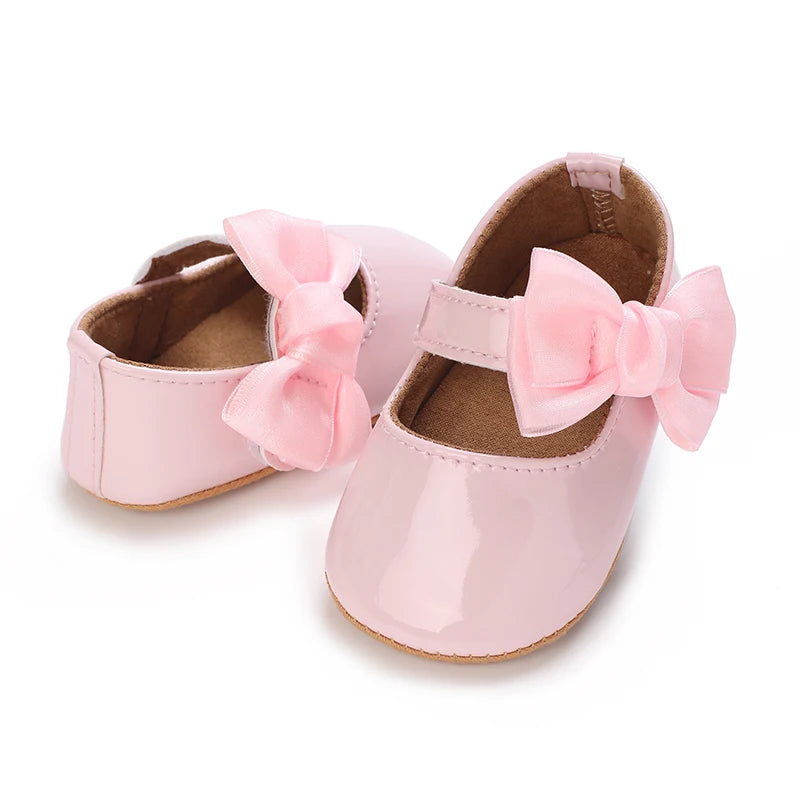 Baby Newborn Girl Princess Anti slip Bow Shoes Preschool Children's Soft PU Leather Walking Shoes  Series First Walking Shoe