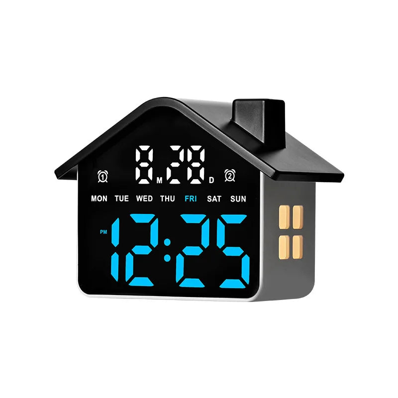 LED Digital Alarm Clock House Voice Control Date Week Brightness Adjustment Electronic Table Clock with Night Light 12/24H