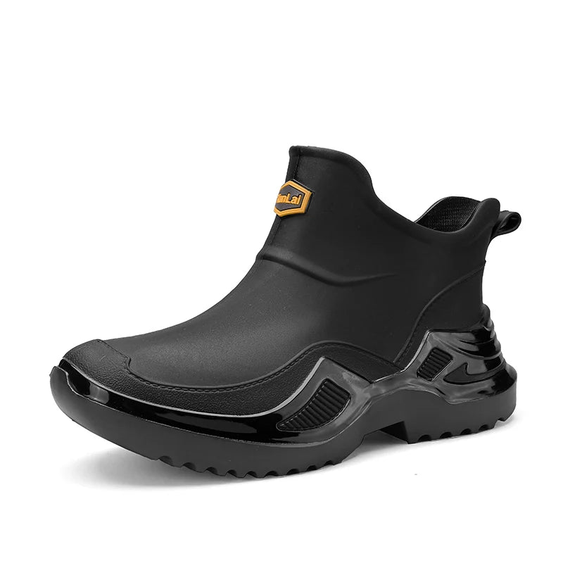 Men women's casual rain boots four seasons waterproof non-slip outdoor wading fishing water shoes car wash chef couple rain shoe