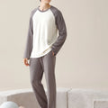 Men's 100% Cotton Long Sleeved Four Season Plus Size Men's Sleepwear, Teenage Pure Cotton Home Suit Set for Warmth