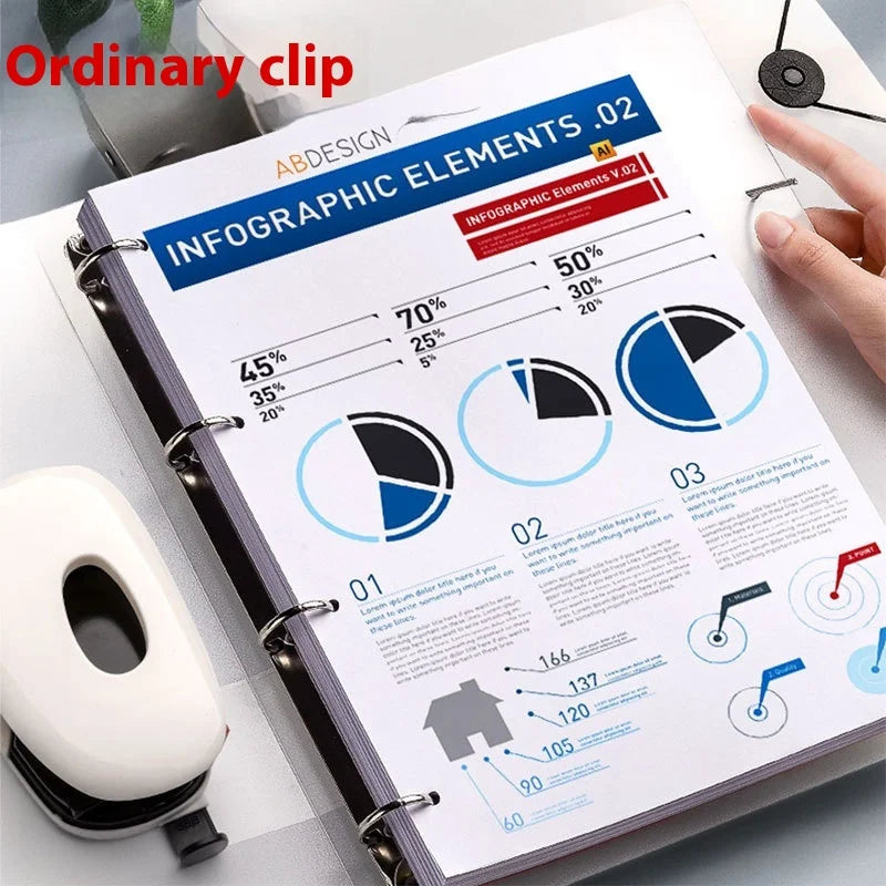 NONE Four Hole A4 Punched Binder 4-hole Folder Data Book Storage Book Clip Shell Insert Bag Paper Binding clip Office Notes