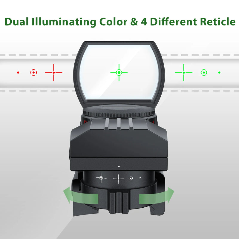 Bestsight Red Dot Sight Holographic Reflex Sight 4 Reticle Optics Red and Green Illuminated Collimator Sight Hunting Scopes