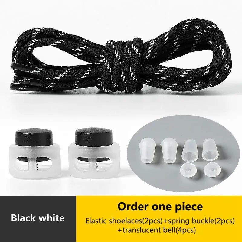 Spring Lock Shoelaces No Tie Shoe Laces Sneakers Round Elastic Shoelace Kid Adult Quick Without Ties Shoestrings Rubber Bands