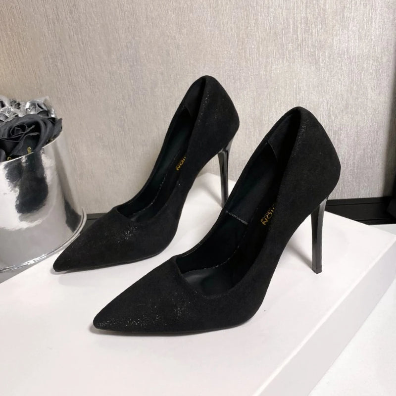 Fashion Suede Woman Pumps New High Heels Office Shoes Fashion Thin Heels Pointed Toe Stiletto Heels Women's Pump Plus Size 42