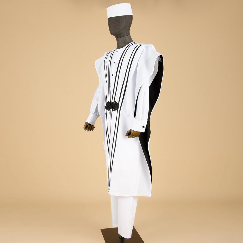 African Men Clothing Agbada Robe Dashiki Shirts Ankara Pants Tribal Hat Wedding Evening Outfits 4 Pieces - View 3 | SAMAG
