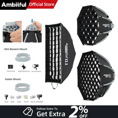AMBITFUL Q1 30cm 45cm Octagon Softbox 20*50cm Strip | SAMAG