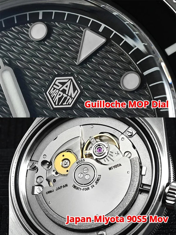 San Martin Official 39mm Guilloche MOP Dial Miyota 90S5 Sport Watch Automatic Mechanical Sapphire Bezel 20 - Visuel 4 | SAMAG