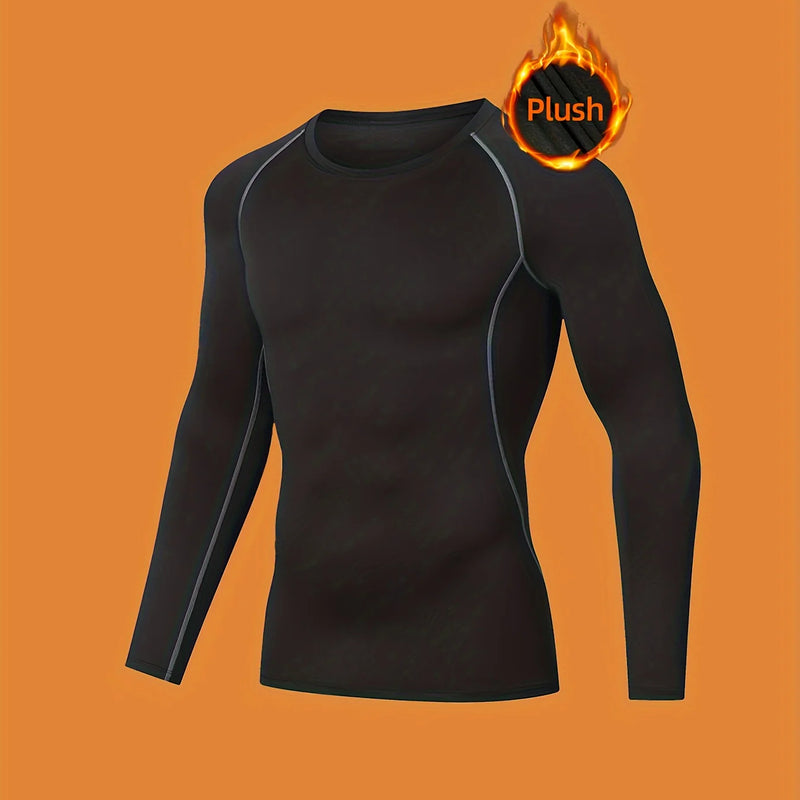 Autumn and winter men's warm suits, elastic training sportswear, high elasticity and freedom, breathable and quick-drying
