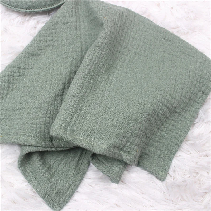 Baby Security Blanket Soft Cotton Muslin Comforter for Newborn Infant Sleeping Snuggle Toy Stuffed Animal Soothe Appease Towel