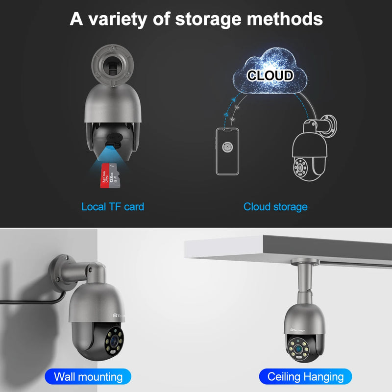 Techage 36CH 5MP 8MP POE PTZ Camera System Smart Ai Human Detected Two-way Audio Color Night 4K H.26S Security Surveillance Kit