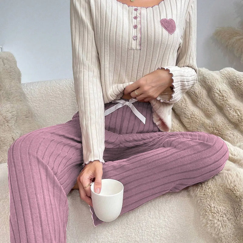 Women Autumn Winter Sleepwear Casual Long Sleeve Heart | SAMAG