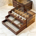 Multi-layer Wooden Jewelry Box Transparent Window Jewelry Storage Case for Ring Necklace Earring Bracelet