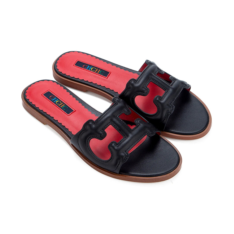 CH Women's Solid Color Slippers for Outings, Exquisite and Fashionable Brand, Versatile Casual Women's Flat Shoes