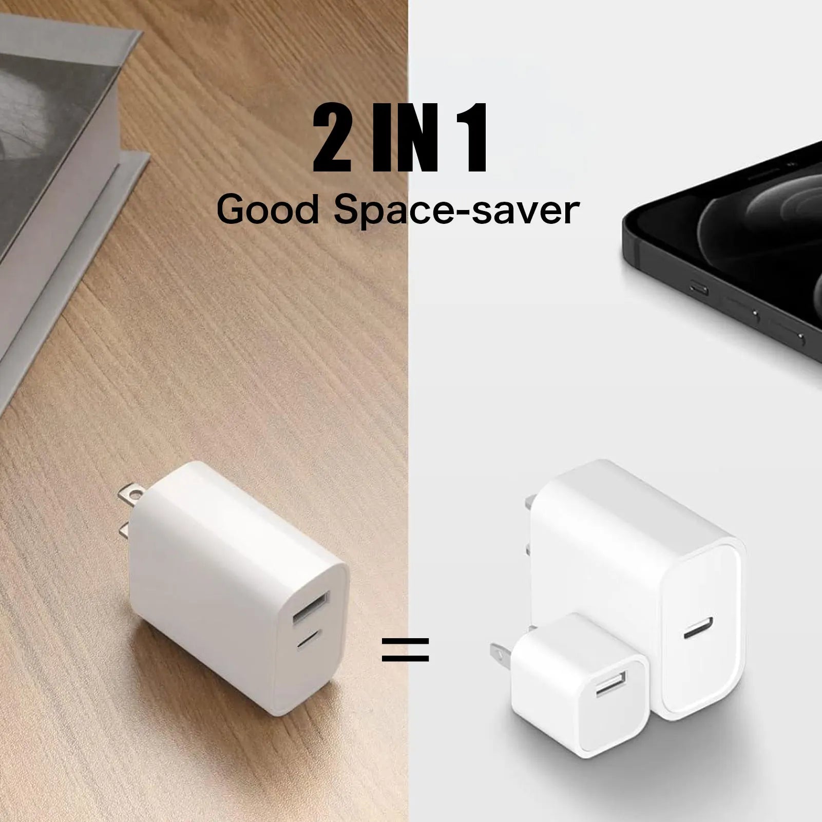 5-1Pcs USB C Charger Block Dual Port PD3.0 Adapter for iPhone 16 15 Samsung Type C Charger USB A QC3.0 Wall Charger Fast Charger