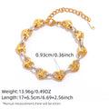 Minimalist Classic 18K Gold Color Plated Stainless Steel Two Tone Heart Button Bracelacelet Stackable - Visuel 7 | SAMAG