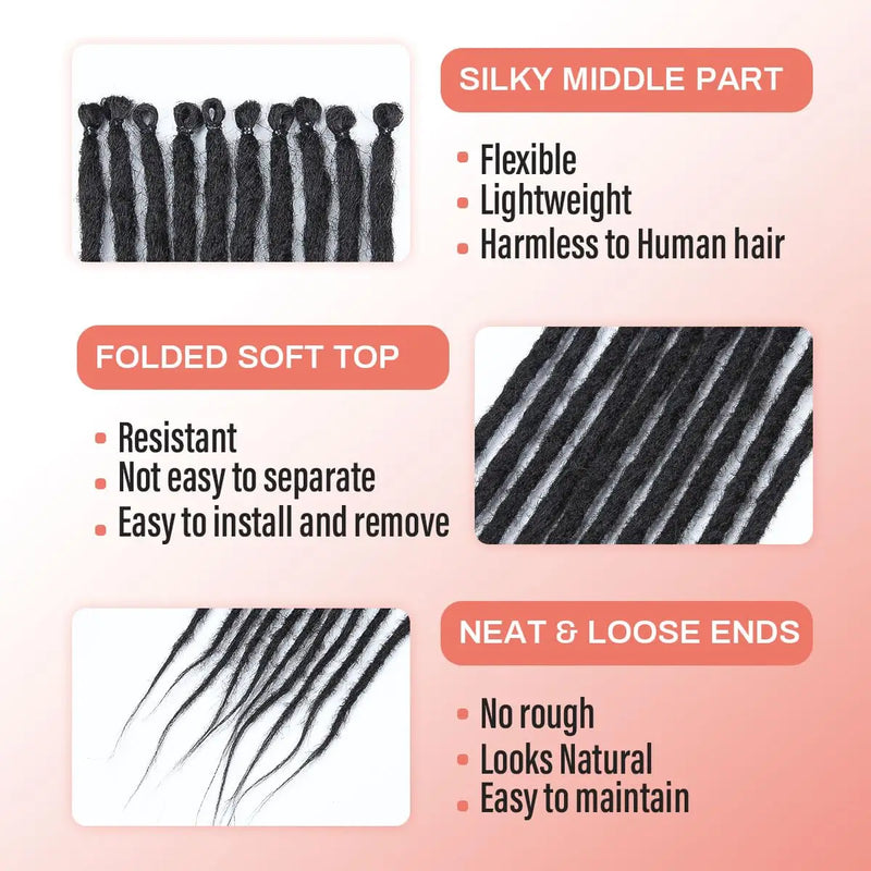 24 Inch Synthetic Dreadlock Hair Extensions, 10Strands/Lot Single Ended Soft Dreads Locks Hippie Style Dreadlock for Women