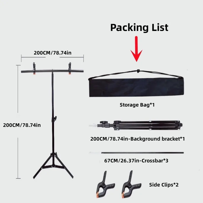 RP04 Backdrop Stand Photo Video Studio Background Stand Backdrop Support System Kit Photography Studio Scenery Shelf Frame Kit