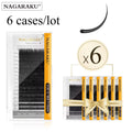 NAGARAKU 6 Cases False Eyelash Extension Supplies Synthetic Mink Individual Length 7-15 Mix 16-20 Mix 16 Lines High Quality Soft