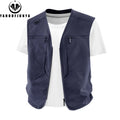 2026 Summer Men Sleeveless Outdoor Cargo Leisure Work Vest Men Pocket Solid Color Fishing Camping Thin Vest Male Waistcoat 8XL