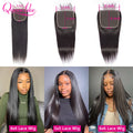 Queenlike 5x5 Lace Closure With Bundles Brazilian Weave 30 40 Inch Straight Human Hair Bundles With 6X6/13X4 Frontal Closures