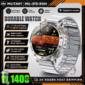 Military Grade Alloy Smartwatch 1400mAh Long Standby Waterproof SOS Emergency Flashlight BT Call Outdoor Sports Watch For Men