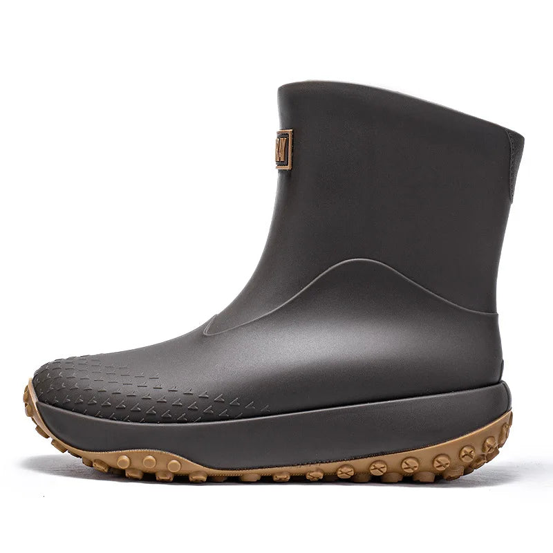 Men's Short Rain Boots Anti-Slip Work Boots Fishing Car Wash Labor Protection Water Shoes Lightweight Durable Rubber Material