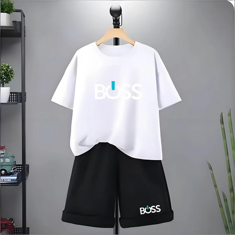 Kids Tshirt Summer 3-12 Years Letter Fashion T-shirt Boys Girls Toddler Short-sleeved+Shorts Casual Cool Sports Set clothing