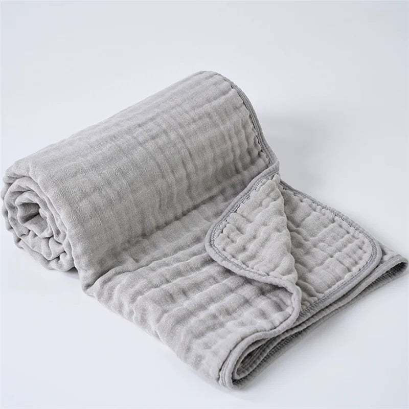 6-Layer Pure Cotton Bubble Muslin Baby Blanket Soft Comfortable Infant Gauze Bath Towel Kids Swaddle Wrap Receiving Bedding