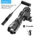 LED Flashlight Tactical Night Scout Hunting Lights Set Long-Shot Powerful Type-C Rechargeable Outdoor Waterproof Torch