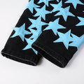 Men Sky Blue Leather Stars Patches Jeans Streetwear Black | SAMAG