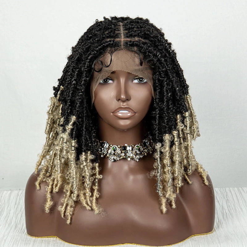 Synthetic Braided Bob Wigs Dreadlocks Lace Front Braiding Hair Wig Crochets Braids Wig Butterfly Locs Crochet Hair Wig for Women