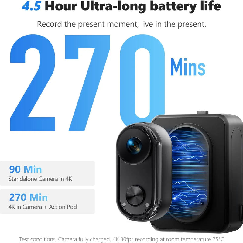 ANSVICAM 4K HD Mini Wifi Action Camera 6-axis Stabilization POV Vlog Camera with Charging Case Magnetic Waterproof Thumb Bodycam