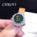 Light Luxury 925 Sterling Silver Blue-Green Moissanite Ring, Dazzling and Luxurious Open Ring, Jewelry for Women