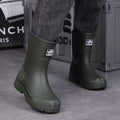 New Men's Style Rain Boots Fashion Mid-calf Waterproof Boots Work Warm Water Boots Wear-resistant Non-slip Fishing Rubber Shoes