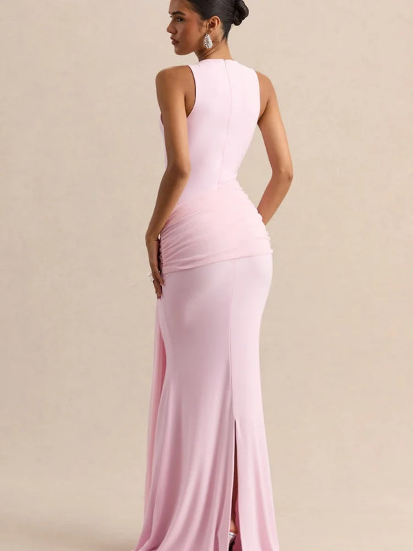 Elegant Mermaid Evening Dress Draped Detachable Cape | SAMAG