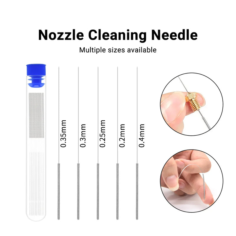 10Pcs Cleaning Needles 0.2/0.25/0.3/0.35/0.4mm Stainless Steel Cleaning Drill Tools for 3d Printer Hotend Nozzle Cleaning Parts