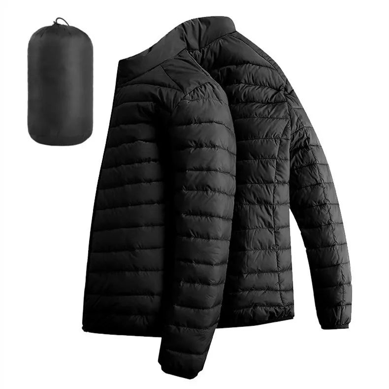 Men Hiking Down Cotton Jacket Hooded Lightweight Parkas Zip Pocket Fashion Outerwear Casual Padded Jacket and Coat Men Winter