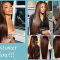 Chocolate Brown Straight Lace Front Wig Synthetic 30 Inch 200 Density 13x4 HD Transparent Full Lace Frontal Wig Pre Plucked