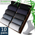 10 Pairs/Lot Men's Bamboo Fiber Socks Autumn Long Black | SAMAG