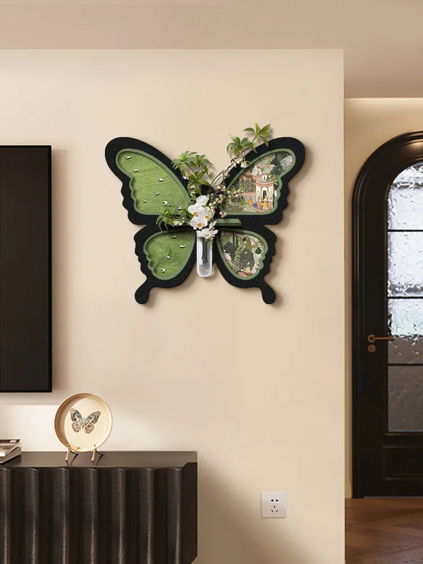 French Butterfly Living Room Decoration Painting Hydroponic Green Plant Hanging Painting Dining Room Sandstone Mural Painting