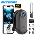 ANSVICAM 4K Mini HD WiFi Action Camera Waterproof Magnetic Clip Click Chest Body Motorcycle POV Wearable Thumb Video Vlog Camera