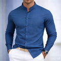 Men's stand-up collar white or black long-sleeved shirt | SAMAG