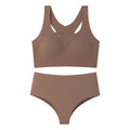 TERMEZY Soft Seamless Wireless Bra Set Minimalist Racerback Bralette Set Sport Yoga Breathable Panties Set Solid Color Intimates