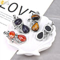 Natural Stone Pendant Cute Cat Pendants Suspension for Girl Amethyst Tiger Eye Green Aventurine Pink Crystal Cat Jewelry F072