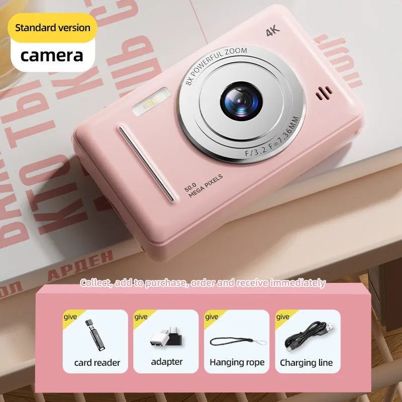 4K Digital Camera Dual Camera Flash 50 Million Hd Pixel Pixel Retro Ccd Portable Card Entry-level Camera Auto Focus