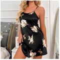 Ladies Sexy Sling Nightgown Nightdress Women's Sexy Lingerie Silk Satin Sleepwear Floral Pinting Nightwear Homewear Mini Dress