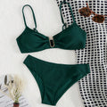Sexy U-shape Metal Ribbed Jasper Bikinis Sets Two Pieces | SAMAG