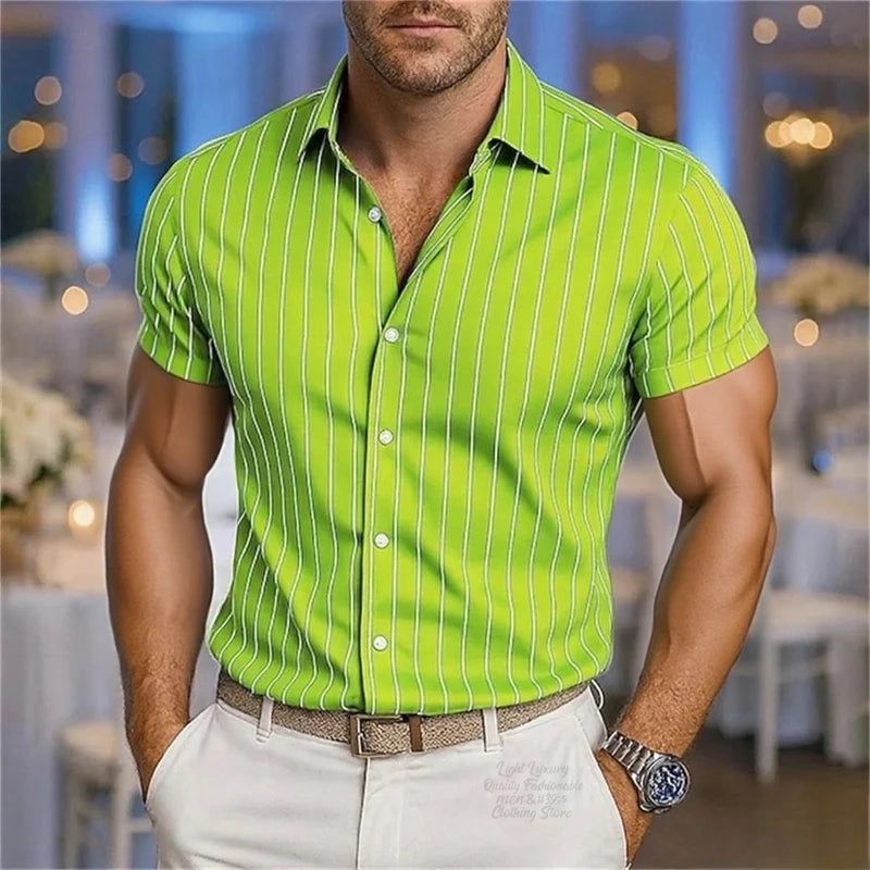 Men's Fashion Striped Shirts, Casual Breathable Lapel | SAMAG